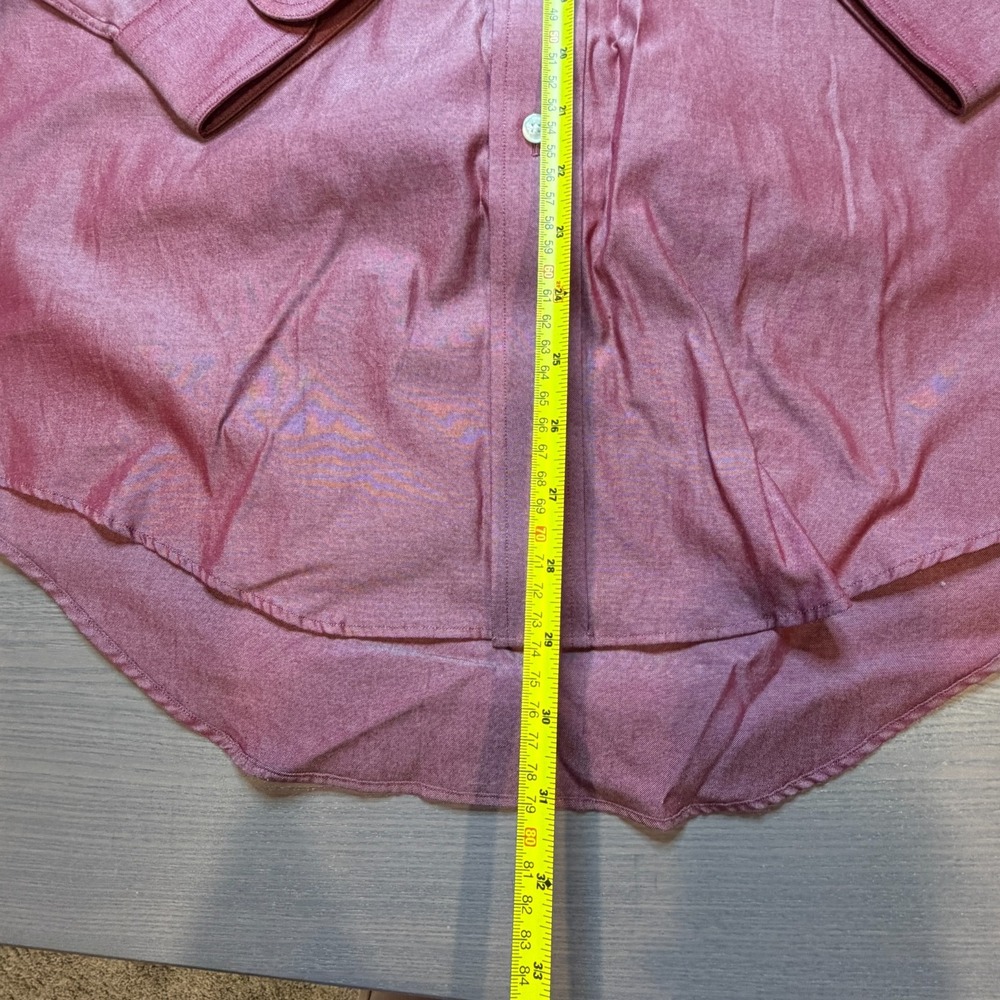 Land's End Shirt Mens 16 - 34 Shinny Long Sleeve Button Up‎ Pinpoint Oxford - Picture 4 of 8